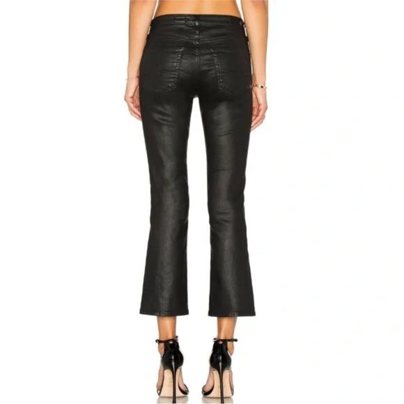 AG Adriano Goldschmied Coated Jeans 30 Black Jodi Crop High-Rise Slim Flare Crop - Picture 2 of 16